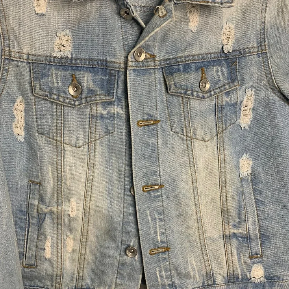 CI Sono Womens Distressed Denim Jean Jacket Size Medium - Picture 6 of 14